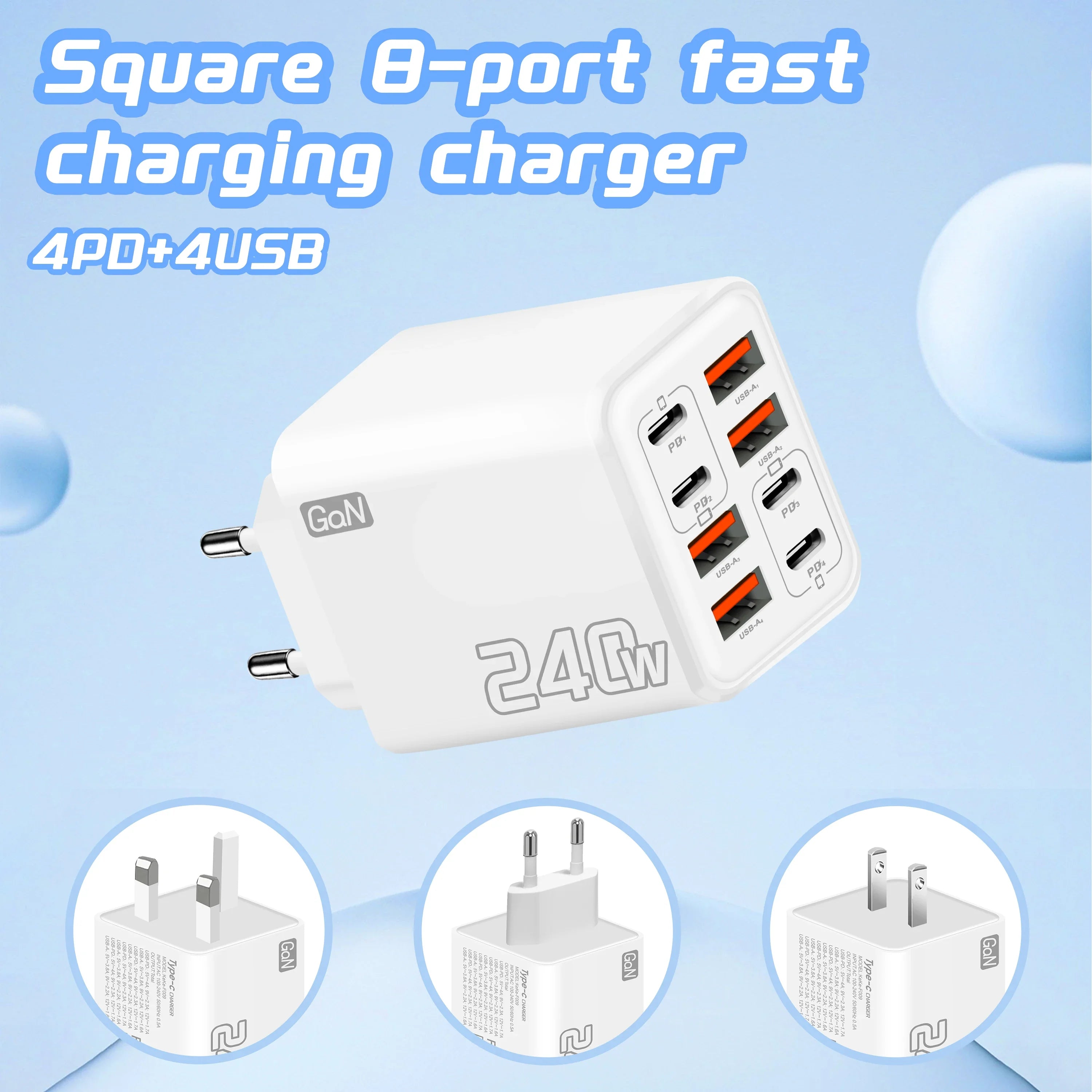 Hub Ładujący GaN 240W — 8 w 1
